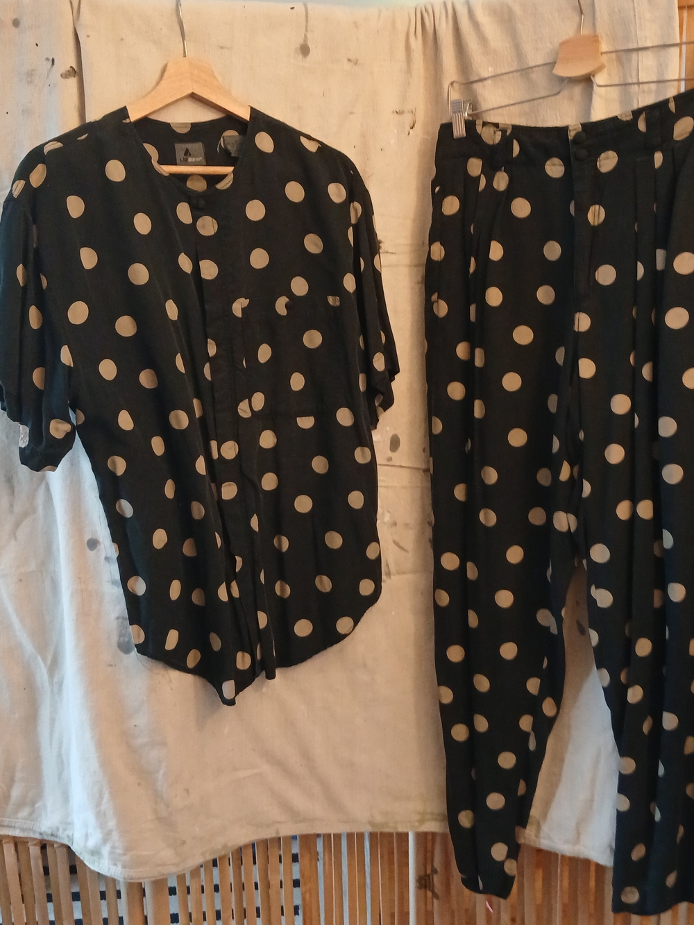 Women's Black Polka Dot Joggers — Casual Elastic Waist Pants